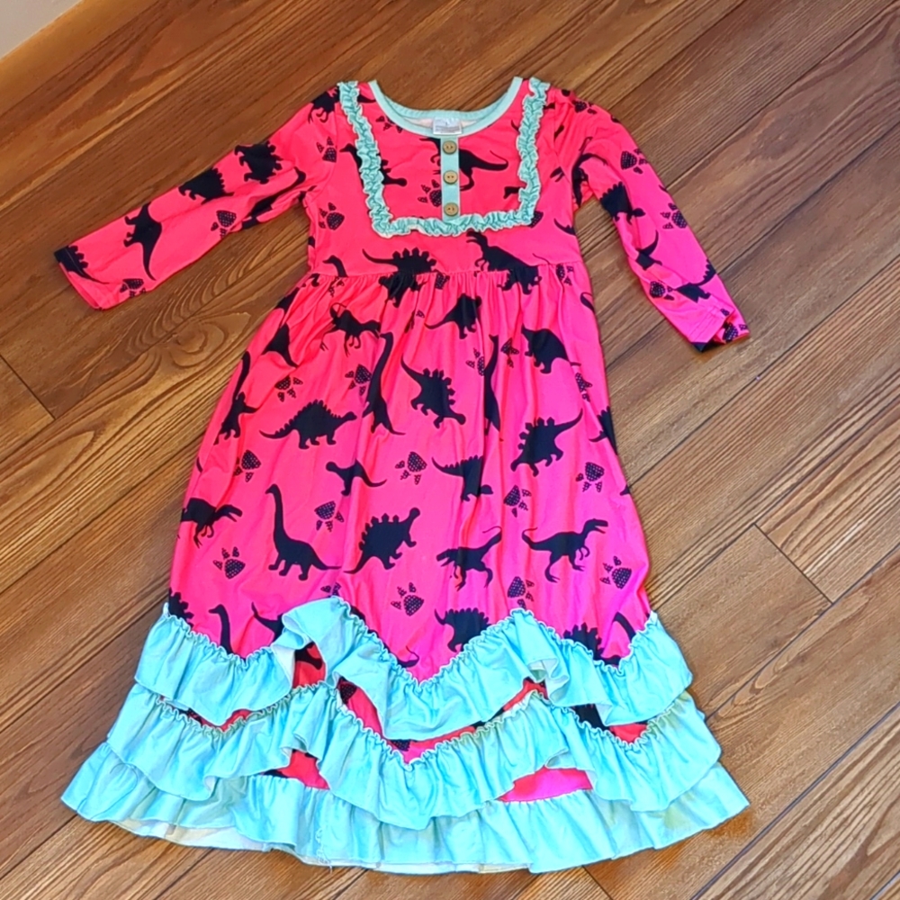 Girls long dinosaur dress